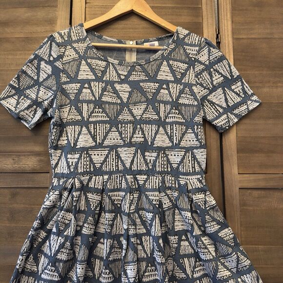 LulaRoe Triangle Print A line fit flare Size XL dress Pockets Zipper Modest - Picture 7 of 15